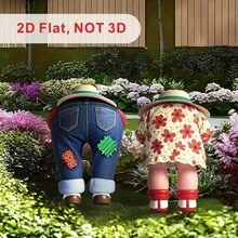2个装 2D 平面乡村农舍花园插牌 - 户外庭院装饰插牌，鲜艳的花卉和牛仔布设计，插杆式安装，无需用电 - 母亲节送给奶奶和园艺爱好者的礼物，季节性庭院艺术 | 农舍风格 | 耐用亚克力材质，户外露台装饰 - B-2 - 查看 1
