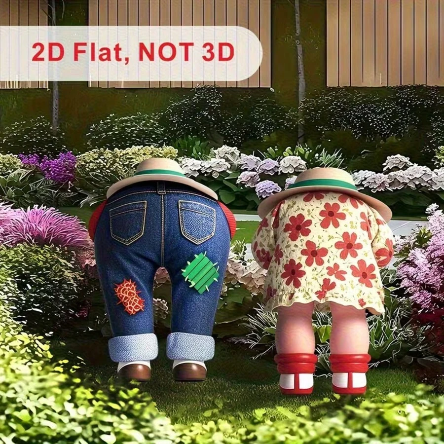 2个装 2D 平面乡村农舍花园插牌 - 户外庭院装饰插牌,鲜艳的花卉和牛仔布设计,插杆式安装,无需用电 - 母亲节送给奶奶和园艺爱好者的礼物,季节性庭院艺术 | 农舍风格 | 耐用亚克力材质,户外露台装饰 - B-2 - 查看 1