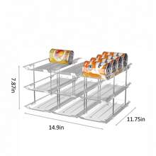 Can Organizer For Pantry, Stacking Can Storage Organizer Pantry, Automatic Can Rack For Fridge, 3Tire 3 Columns Can Holder For 36 Cans, Canned Goods Organizer Suitable For Cabinet Pantry Countertop. - View 2