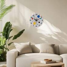 10-16 Inch Colorful Polka Dot Wooden Wall Clock, Battery Operated Silent Non-Ticking Clock For Living Room, Bedroom, Office, (Batteries Not Included), Suitable For Mother's Day, Easter, April Fool's Day - JC0065 - View 3
