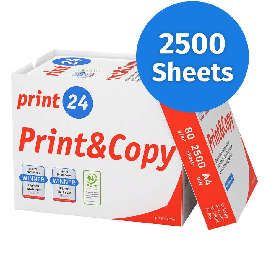Print24 Copy Paper A4 80 Gsm Premium White CIE 160 – PEFC Certified - A4 - View 1