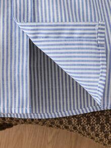 Boys' Striped Long Sleeve Collared Shirt, Autumn - Multicolor - View 6