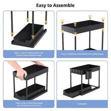 1 Buah Kotak Penyimpanan Geser 2 Tingkat di Bawah Wastafel dengan Pengait, Laci Penyimpanan Keranjang Kabinet Plastik, Cocok untuk Kamar Mandi dan Dapur, Alas Hemat Ruang, Solusi Penyimpanan di Bawah Wastafel, Organizer Keranjang Geser Dua Tingkat, Cocok untuk Kabinet, Sempurna untuk Kamar Mandi dan Dapur, dengan Pengait dan Tempat Gelas. Laci Bawah Dapat Dilepas, Tambahan Sempurna untuk Dapur - MultiWarna - View 4
