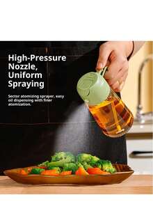 1 Buah Botol Dispenser Semprotan Minyak 2-in-1 Transparan Warna Solid Gaya Sederhana dan Praktis, Bahan Anti Pecah dan Anti Bocor, Kapasitas Besar 470ml, Semprotan Kabut Halus yang Dapat Diatur, Penggunaan Ganda, Pegangan Ergonomis, Sempurna untuk Memasak Salad, Memanggang, Menggoreng dengan Air Fryer, Pengontrol Minyak, Peralatan Dapur Portabel, Perlengkapan Masak untuk Berkemah, Perlengkapan Rumah Tangga, Festival, Makan Malam Keluarga, Perlengkapan Dapur Praktis - View 3
