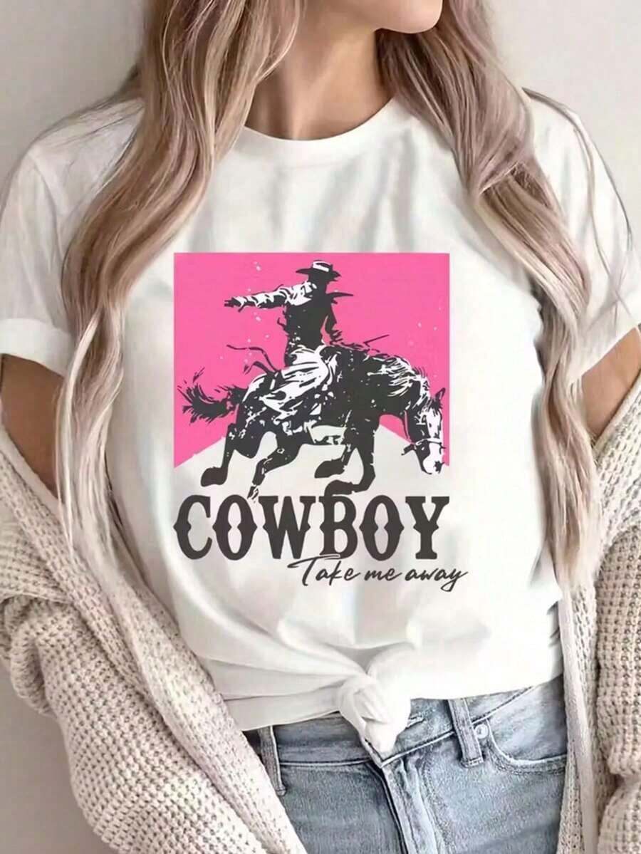 1 Sexy Casual Sweet Party Elegant High Elasticity Beach Night Out Holiday Sporty College Vacation Home Office Summer Western-Vintage Street Style Print Unisex Loose Cotton Short Sleeve Crew Neck T-Shirt - 白色 3 - 查看 1
