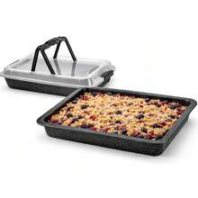 42cm Rectangular Nonstick Baking Pan With Lid & Handle, Large Deep Sheet Cake Tray, Portable Baking Tin For Brownies, Cookies, Lasagna, BBQ, Kitchen Oven Bakeware - View 6