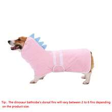 1 pieza Bata de baño con diseño de dinosaurio lindo para mascotas, de secado rápido y súper absorbente, disponible en múltiples tallas para perros pequeños, medianos y grandes, con correa ajustable, apta para uso diario en el hogar, disponible en varios colores - Multicolor - Ver 19