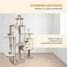 Casa Mueble Rascador para Gatos Torre Multinivel 170 Cm Árbol Poli Pets Color Beige - Beis - Ver 5
