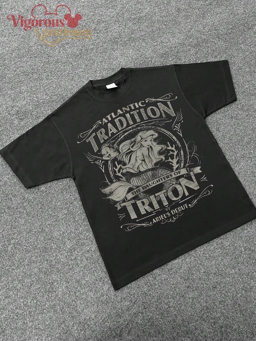 Disney The Ariel Atlantic Tradition Vintage Graphic T-Shirt - Black - View 1
