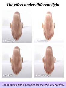 30 Inch Pastel Pink 13x4 Lace Front Wig For Women Long Straight Synthetic Hair Wig Pre Plucked Natural Hairline Heat Resistant Glueless Hair Wig Daily Party Cosplay Realistic Hairline Lightweight Breathable Easy Install Beginner Friendly - 藕粉色 - 查看 11