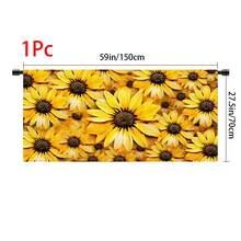 1pc, Home Decor, Sunflower Pattern Printed Table Skirt, Kitchen Small Curtain, Kitchen Cabinet Cover, With Curtain Holes, Easy To Hang, Rectangular, Machine Woven, Machine Washable, Kitchen Decoration And Accessories, Perfect For Kitchen Cabinets And Home Decor - Multicolor - View 13