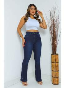 Biotipo Flare Jeans For Petite Women, Petite Style, Biotype Top Jeans, Button, Pocket, Travel, Office, Vacation, Diary, Birthday Party, Airport Clothes, Spring, Summer, Winter, Autumn - Màu xanh lam - Xem 13