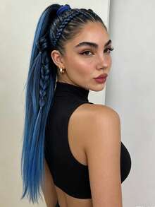 24-Inch Mixed Color/Gradient Wig Ponytail, Lantern Braid & Bubble Twist Braid Hair Accessory Ponytail Braids, Perfect For Festival Wear - Multicolor - View 6