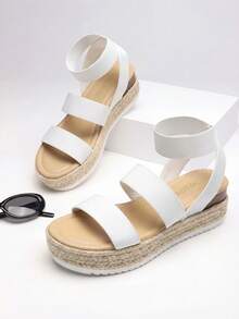 Women's Wedges Sandals Open Toe Ankle Strap Espadrilles Dressy Platform Sandals Buckle Ankle Strap Stylish Valentine's Day Summer Sandals - White - View 2