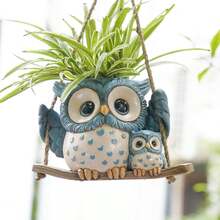1pc Owl Shaped Planter - Funny Animal Shaped Planter - Waterproof Cute Resin Creative Vase, Suitable For Garden, Home, Workplace, Desktop, Bookshelf - B - View 6