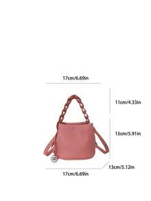 Portable Square Bag Made Of Waterproof PU Material With A Letter Pattern Design, Decorated With A Metal Pendant; A Stylish And Practical Handbag, Suitable For Business And Travel. - Beige - View 3
