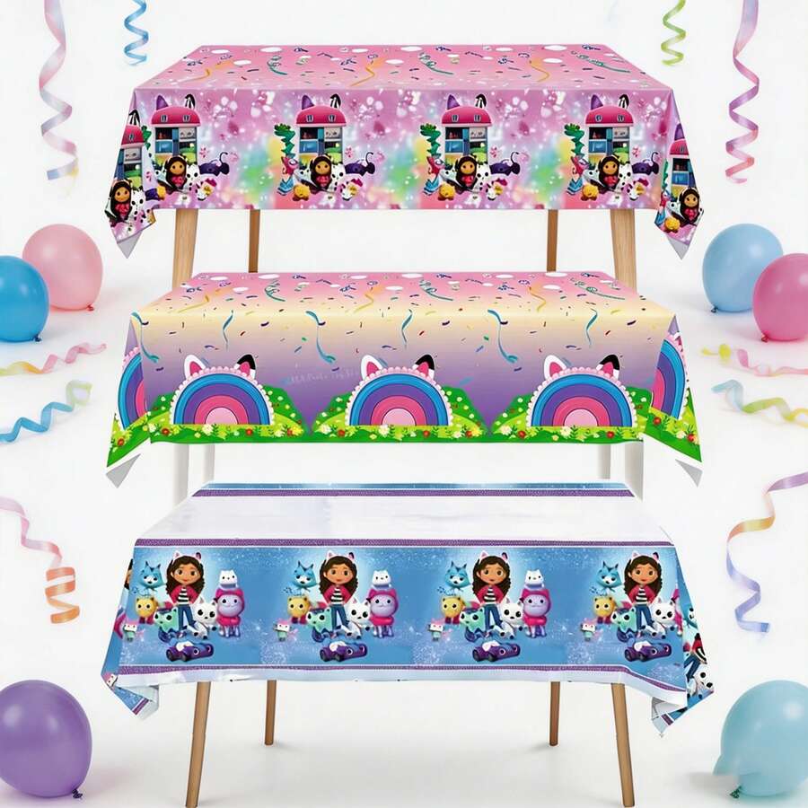 Hasbro 1pc Party Tablecloth, Children's Birthday Supplies, Cat Decorations, Tabletop Cover, For Boys, Girls, Baby Shower, DIY Decorations - Multicolor - View 1