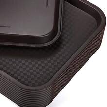 Yarlung - Paquete de 12 bandejas de plástico para comida rápida, 13.7 x 10.5 pulgadas, bandejas rectangulares para cafetería, restaurante, mesa de centro, cocina, fiesta, café - Marrn - Ver 5
