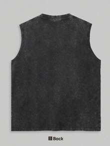 Washed Cotton Vest Men's Vest Vintage Street Style Tokyo JDM Sports Car Print Distressed Sleeveless Vest Design Casual Wear Suitable For Young People And Fashion Enthusiasts - 黑色17 - 查看 2