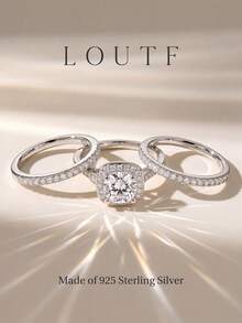 3pcs/Set Romantic & Elegant 925 Sterling Silver High Shine Engagement Rings, Exquisite Jewelry Gift For Women, Girlfriend, Valentine's Day - Style 13 - View 2