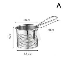 Cesta de acero inoxidable 304 para freír, colador multifuncional colgante, filtro de aceite, malla coladora para olla caliente, para cocina - A - Ver 9