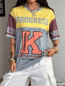 Women's Comfortable White Oversized T-Shirt, Y2K Style, Lip Print, Casual Style, Tropical Vacation, 2026 Fashion, Cute Style, Casual Style. 180g (Sizes S-XXXL) - 彩色 - 查看 4