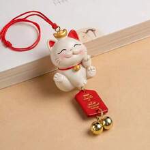 Lucky Cat Car Ornament - Resin Auspicious Pendant For Rearview Mirror, Creative Car Interior Accessory And Gift - The Waving Cat - View 6