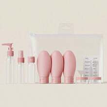 Travel Refillable Bottle Set, Spray, Lotion, Shampoo, Shower Gel Soft Tube Containers, Cosmetic Empty Liquid Bottles, Portable Refill Tools - Pink - View 1