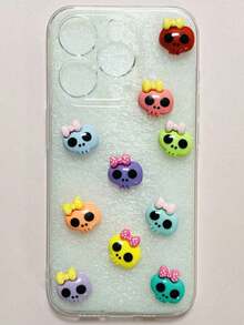 30pcs Cartoon Halloween Gothic Creative Cute Y2K Personalized Glossy Dopamine Red Blue Purple Yellow Orange Green Mixed Color Skull Bow Flat 3D DIY Phone Case Computer Lighter Makeup Mirror Storage Box Hair Accessory Decoration Round Nail Art Decoration Nail Charms - Multicolor - View 11