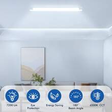 1 LED-Streifenleuchte | 2ft/3ft/4ft/5ft, kaltweiße 6500K LED-Werkstattleuchte/Garagendeckenleuchte, mit 20cm Netzkabel und 50cm Anschlusskabel, halbversenkte Montage, immer eingeschaltet. - 50 W - Übersicht 6