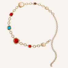 1 pièce Chaîne de taille BOHO pour femmes, Chaîne de corps, Ceintures occidentales, Ceintures pour femmes, Ceintures dorées, Accessoires occidentaux pour femmes, Accessoires de plage pour femmes, Chaîne de taille colorée en œil de tigre pour l'été pour jupes, pantalons, chemises, fête, vacances à la plage, cadeau de vacances, cadeau d'anniversaire, festival de musique - Multicolore - Voir 3