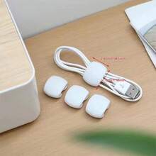 3pcs Data Cable Organizer Clips, Minimalist Multi-Function Wire Winding Clips For Earphones, Chargers - White - View 2