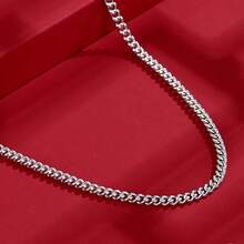 1pc S925 Sterling Silver Men's Necklace, Minimalist Silver Chain Necklace, Available In Multiple Sizes And Widths, Anti-Oxidation And Low Allergy, Suitable For Daily Wear And Gift For Both Men And Women - Silver - View 12