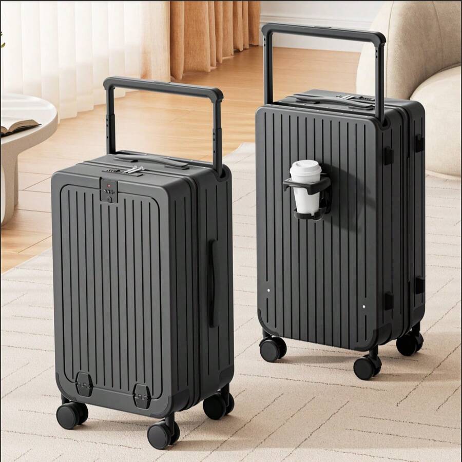 20/24-Inch Premium Hard-Shell Carry-On + Checked Luggage Set (With USB Combination Lock) - Pop-Up Aluminum Telescopic Handle, Multi-Directional Wheels, Laptop Compartment Pocket, High-End Stylish Durable Hard-Shell Suitcase, Ideal For Travel And Business - Graphite - View 1