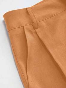 Pantalones de diseño minimalista Vela Rue con cierre de gancho y cremallera, pantalones anchos de color blanco sólido y transparentes, ligeros, pantalones anchos de moda para todas las estaciones, primavera - rojo anaranjado - Ver 3