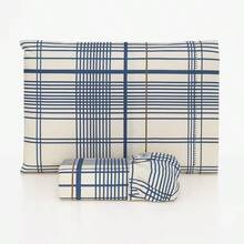 Printed Sheet Set For Single, Double, Queen, And King Sizes In 180 Thread Count Percale Cotton - 藍色格子 - 查看 6