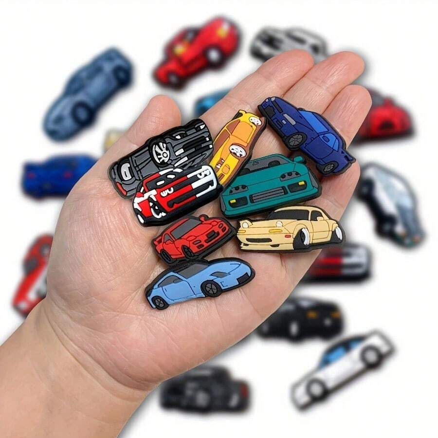 20pcs Random Car Series Accessories, PVC Material Decorative Pendant, Creative Street Element DIY Detachable PVC Durable Set, Suitable For Daily Outfit, Birthday, Party, Valentine's Day, Halloween And Christmas Gifts - Multicolor - View 1