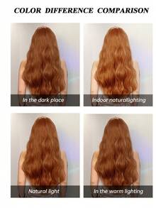 26 Inch Orange-Red Wavy Curly Hair Women's Wig, With Soft Bangs, Fluffy Soft Heat-Resistant Synthetic Fiber Long Wig, Natural And Beautiful, Suitable For Daily And Party Use - Burnt Orange - View 7
