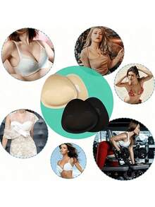 1 Pair Reusable Silicone Bra Pads - Invisible Push-Up Pads For Swimwear And Lingerie, Soft Thickened Enhances Natural Bust Lift, Suitable For Bikini, Dresses And Camisoles - Multicolor - View 5