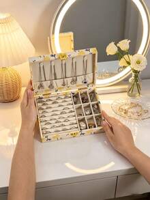 1pc Chinese Style Jewelry Storage Box, Jewelry Organizer Box, Earring & Jewelry Box, Vanity Organizer, Home Storage & Organization, Bedroom Decor, Perfect Gift For Women, Elegant Jewelry Box For Earrings, Necklaces, Bracelets, Rings - Multicolor - View 2