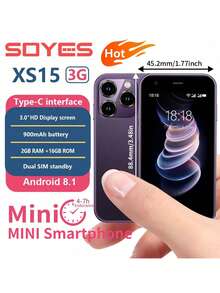 SOYES XS15 3G Network Mini Smartphone, 3.0" Display, Android 8.1, 2GB RAM, 16GB ROM, Dual SIM Dual Standby, Pre-Installed App Store, 3G Network, Compact Design, Specially Designed For Girls - Purple - View 2