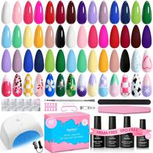 Beetles 40PCS 20Colors Box Gel Nail Polish Kit With UV Light, Mix & Muse Nail Set, TPO & HEMA Free Base And Top Coat Included, Home Salon DIY Manicure Supplies, Gifts For Women - 40PCS 20Colors Box Mix & Muse - 查看 10