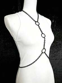 1 chiếc dây chuyền nữ phong cách Phục Hưng, gợi cảm, màu xám súng, trang trí eo, phong cách Gothic, phù hợp cho tiệc Halloween. - Xám kim loại - Xem 4