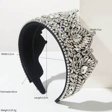 Heming Retro Baroque Full Rhinestone Crown Wide Headband, High-End Luxury Wedding Hair Accessories For Women - 彩色 - 查看 2