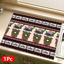 1pc Retro Pixel Pattern Printed Absorbent Dish Drying Mat, Home Decor, Suitable For Espresso Machine, Sink, Faucet, Bathroom, Kitchen Accessories - Multicolor - View 15