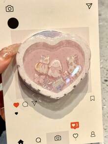 1pc Foldable & Extendable Magnetic Phone Holder With Charming Butterfly, Heart And Kitten Design, Fashionable Multifunctional Smartphone Accessory For IOS And Android Devices, Ideal Birthday Or Spring Gift For Friends And Family - Butterfly Heart Kitten - View 6
