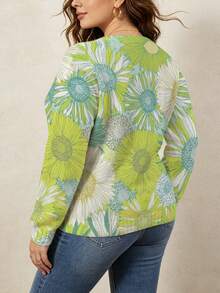 ASHKATIA Áo khoác cardigan dáng bohemian in hoa tươi tắn dành cho nữ cỡ lớn - Nhiều màu - Xem 3