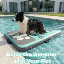 Inflatable Dog Water Ramp, Non-Slip Pet Pool Ladder With EVA Deck, Floating Dog Stairs With Pump, Repair Kit & Carry Bag, For Pool, Lake, Boat & Dock, Green, Pool Inflatable, Beach Essentials, Pool Float - Green - View 3