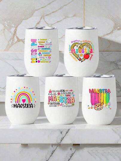 Cốc du lịch giữ nhiệt hình trứng bằng thép không gỉ 304, dung tích 12oz, in chữ "Maestra", có nắp đậy, chất liệu thép không gỉ 304, cốc cà phê giữ lạnh, cốc nước hình vỏ trứng, ly rượu cách nhiệt chân không, đồ uống dùng được quanh năm, món quà tuyệt vời cho gia đình và bạn bè, quà tặng tựu trường, quà tặng tiệc tùng, quà sinh nhật, quà cưới, quà lưu niệm, quà tặng phù dâu, quà tặng Ngày Nhà giáo.