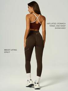UONNOU Quần legging nữ cạp cao không đường may, siêu mềm mại và co giãn, thích hợp cho mùa xuân/hè. - Cà phê nâu - Xem 6